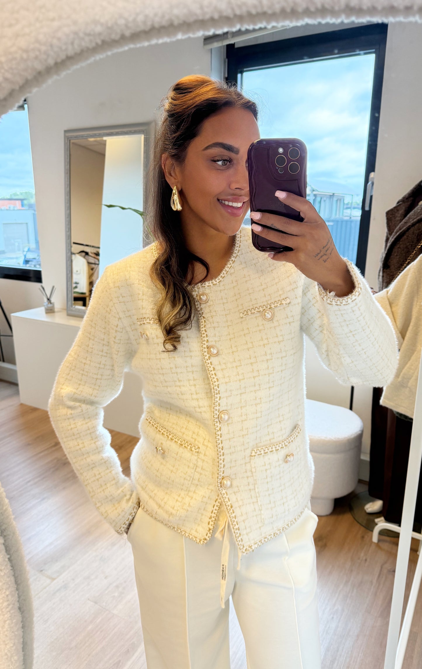 Eleonore elegant pearl vest offwhite