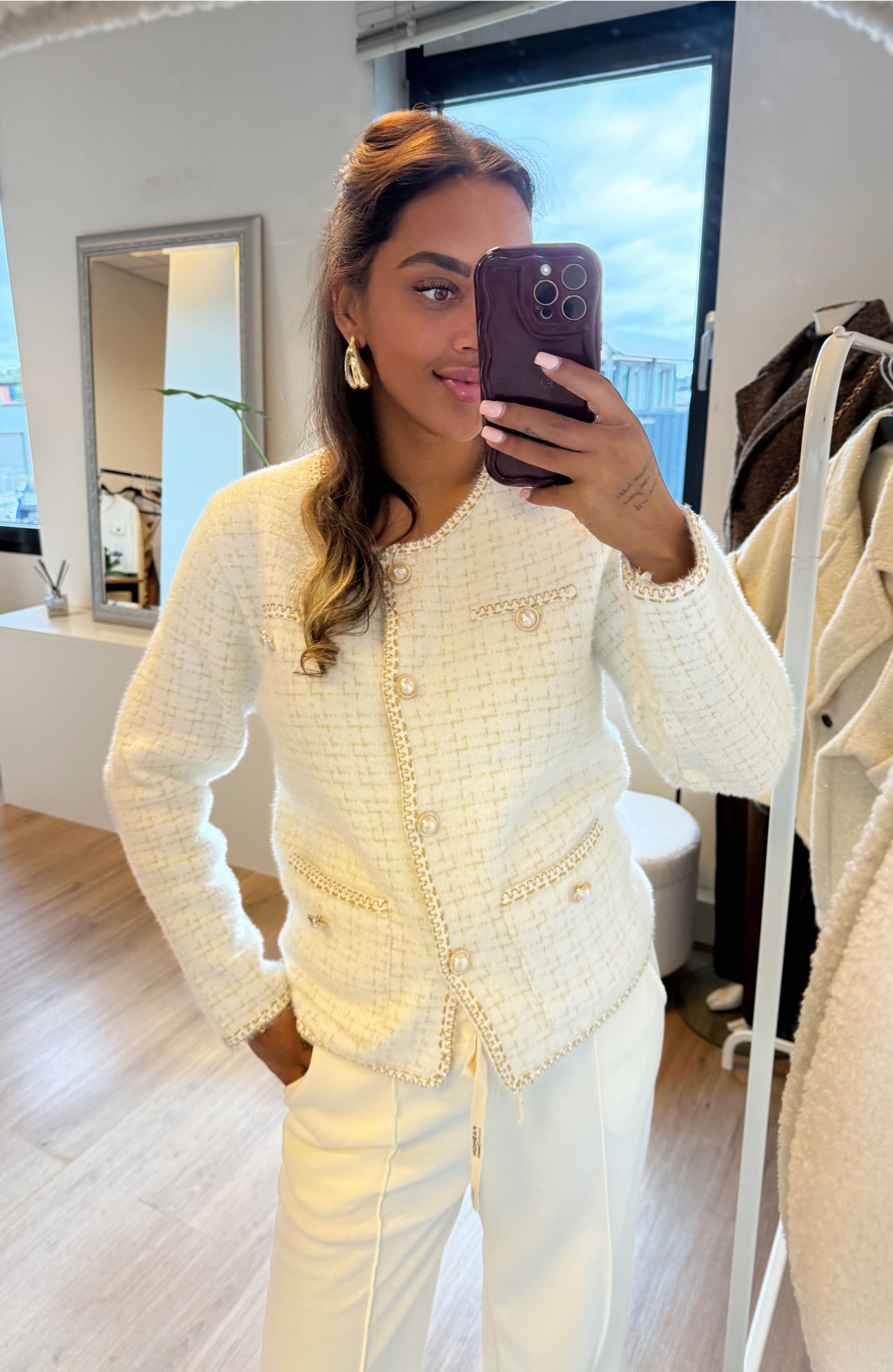 Eleonore elegant pearl vest offwhite