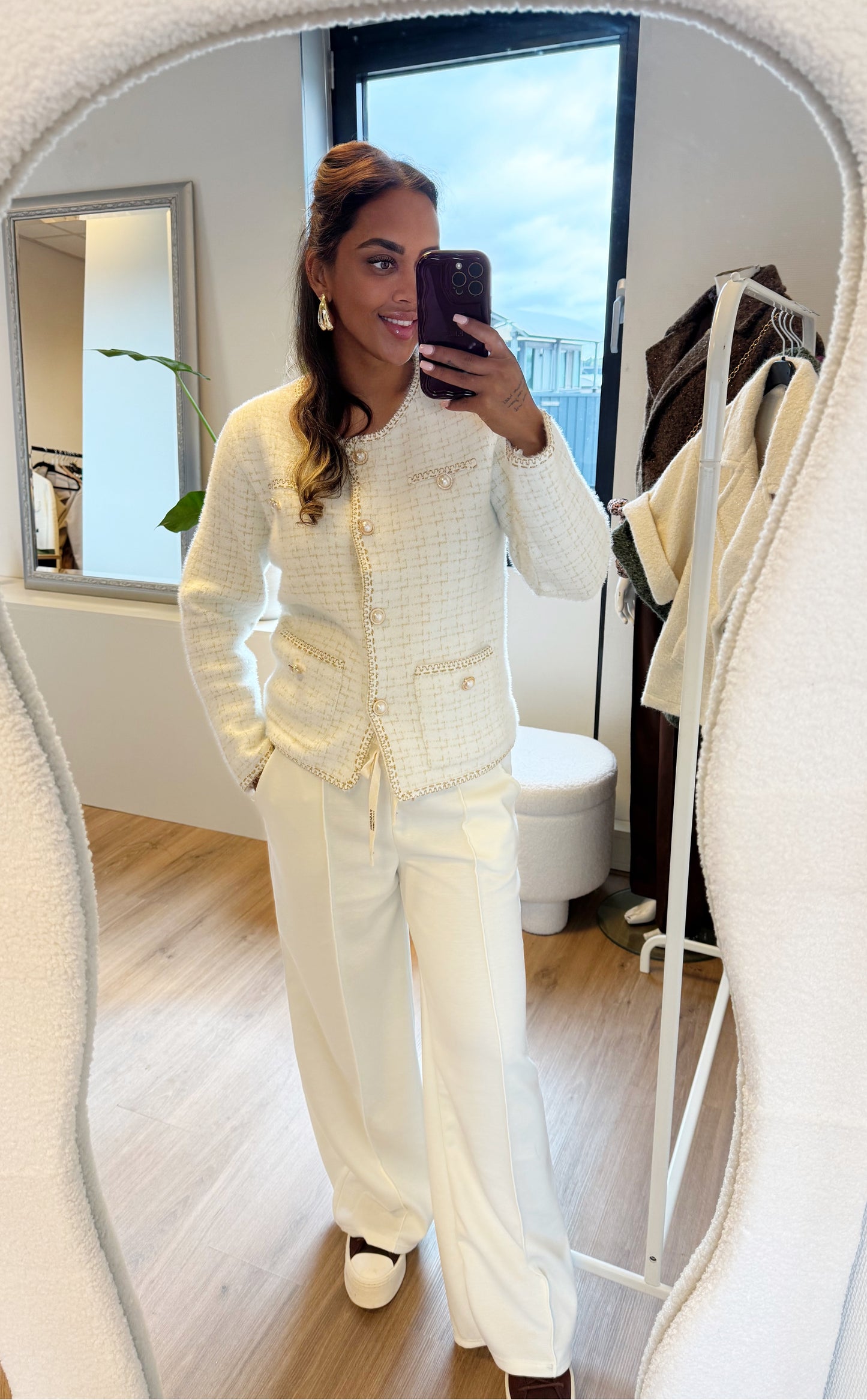Eleonore elegant pearl vest offwhite