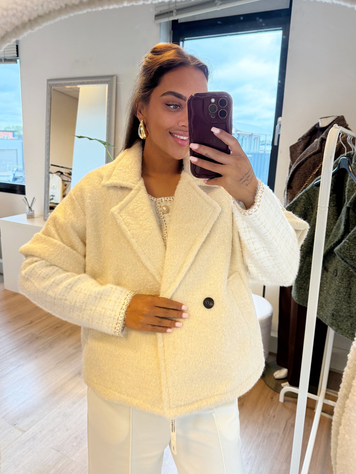 Nora soft glitter jacket offwhite