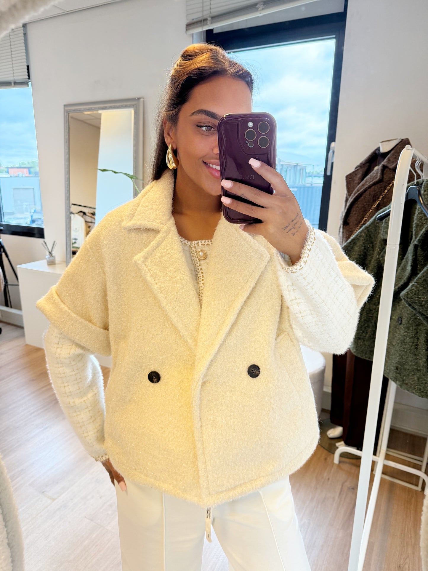 Nora soft glitter jacket offwhite