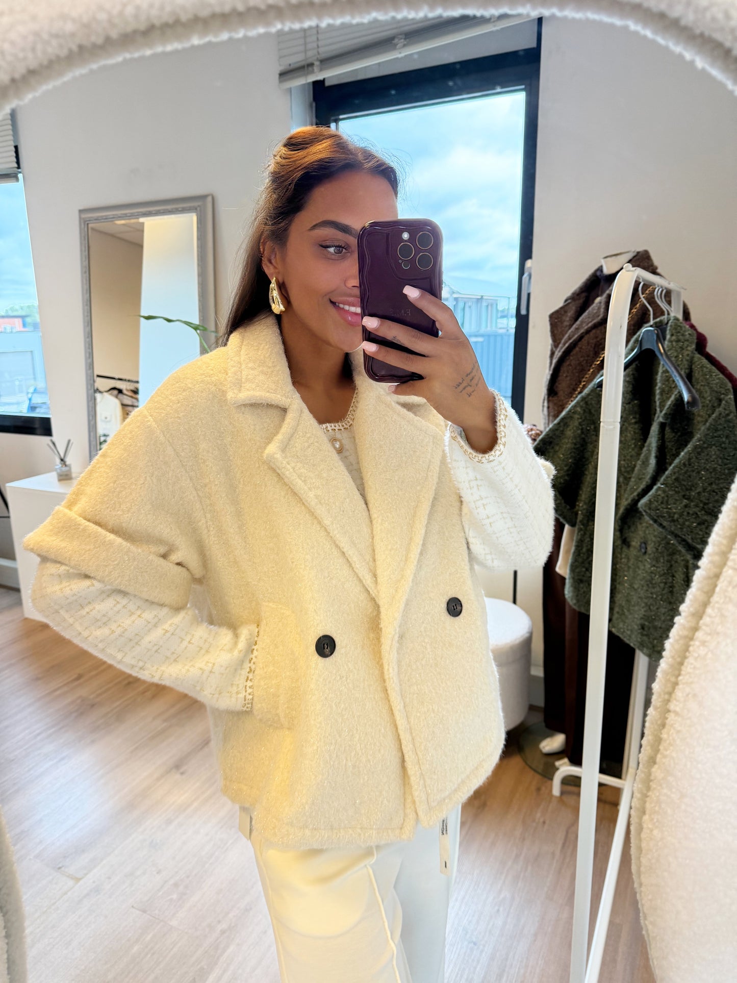 Nora soft glitter jacket offwhite