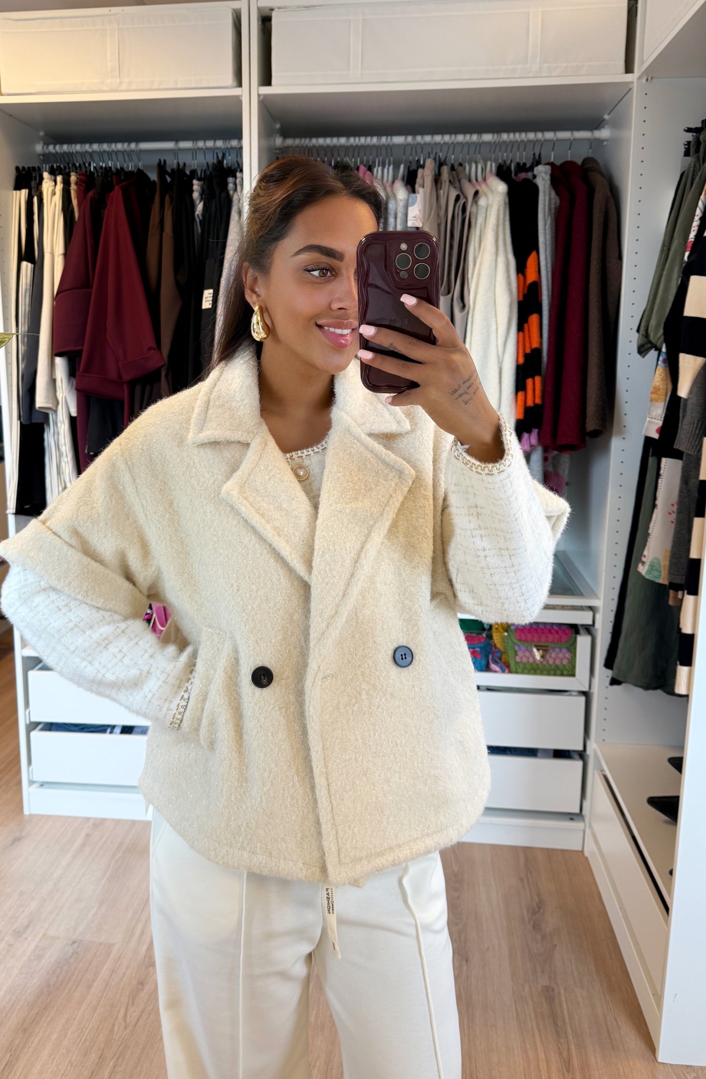 Nora soft glitter jacket offwhite