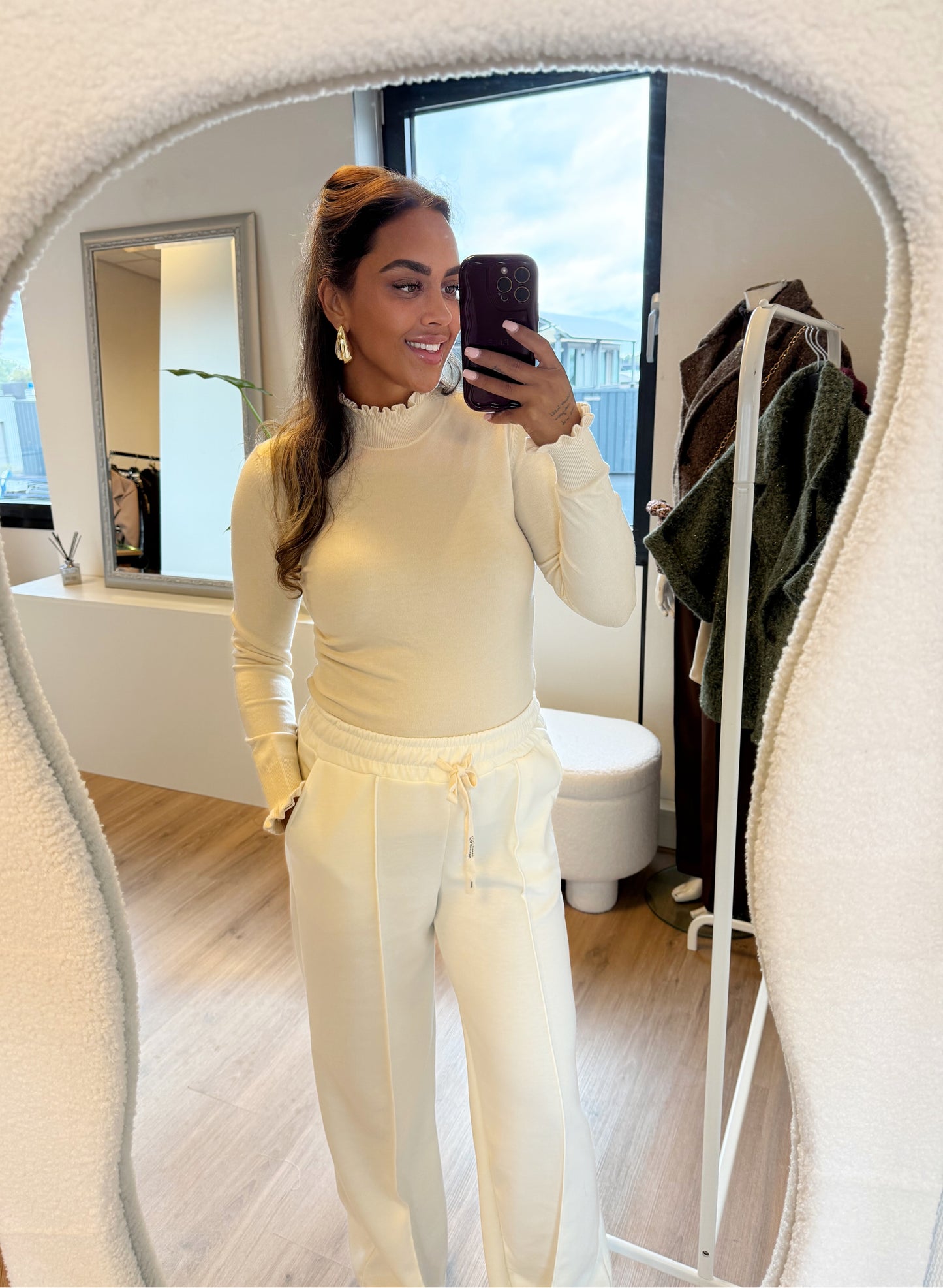 Tailored jogger straight fit offwhite