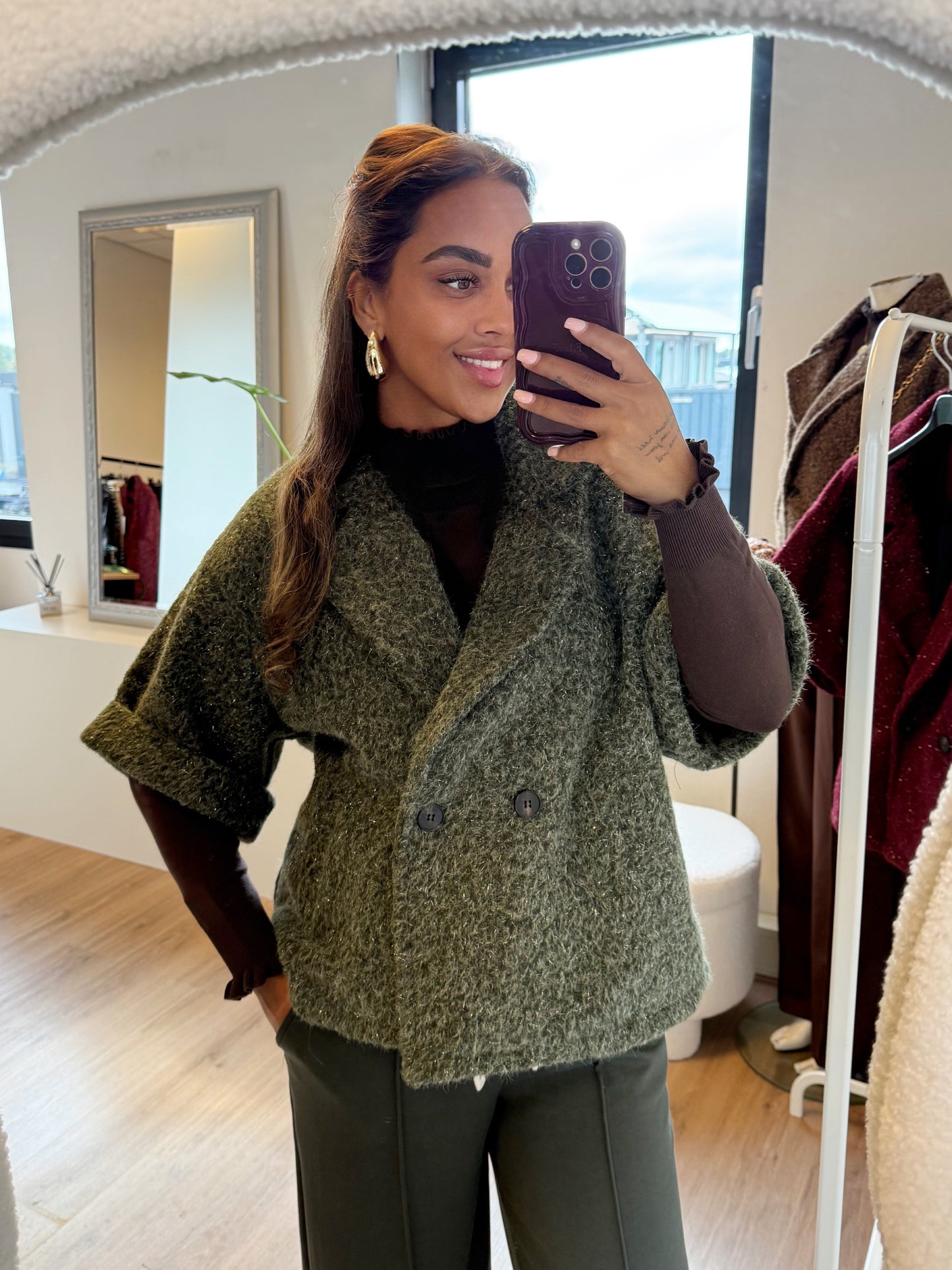 Nora soft glitter jacket army