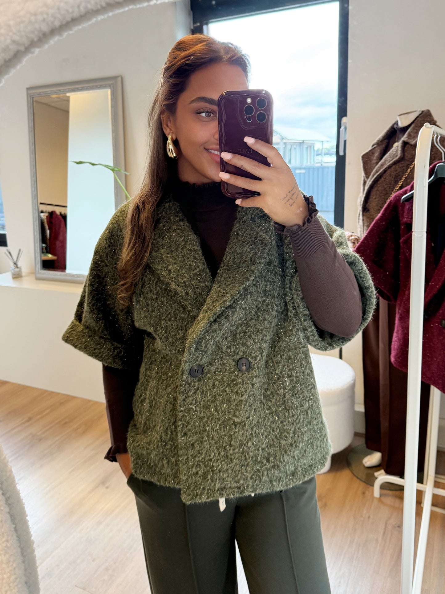 Nora soft glitter jacket army