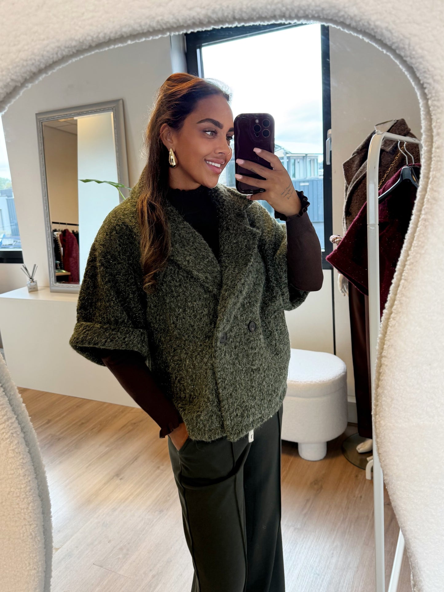 Nora soft glitter jacket army