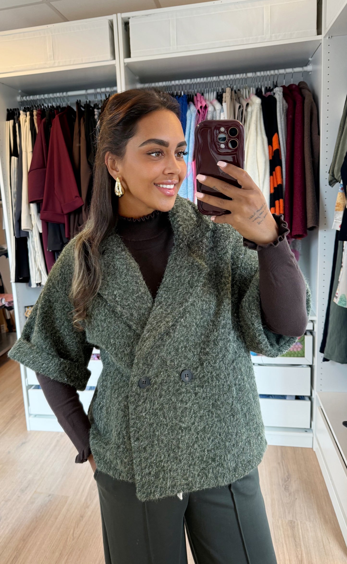 Nora soft glitter jacket army