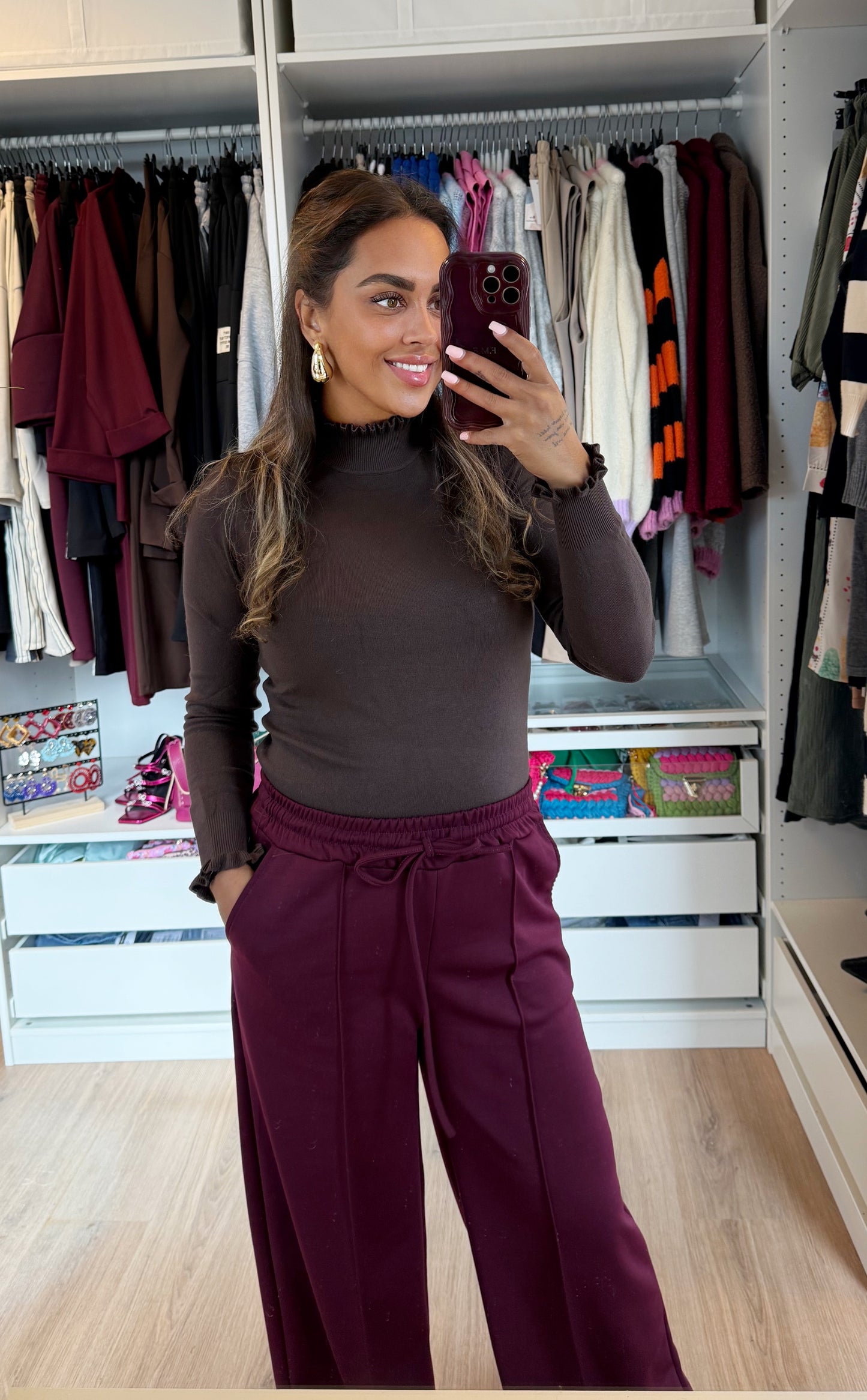 Tailored jogger straight fit bordeaux