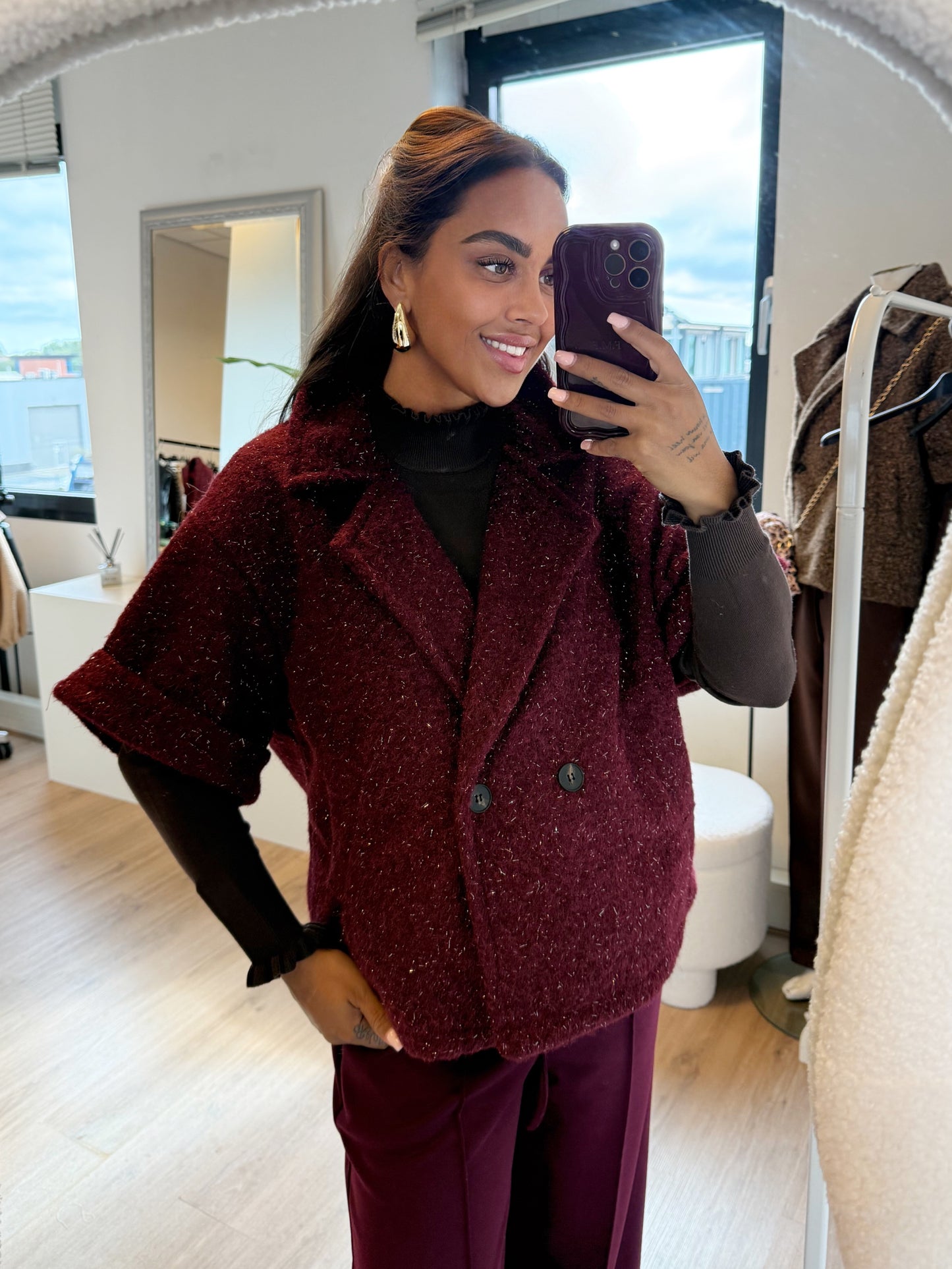 Nora soft glitter jacket bordeaux