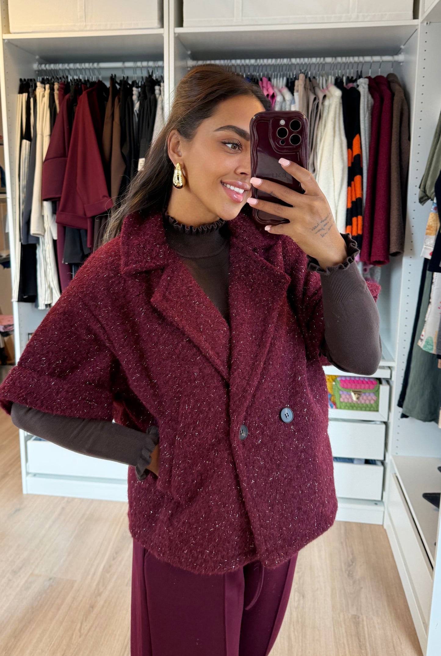 Nora soft glitter jacket bordeaux