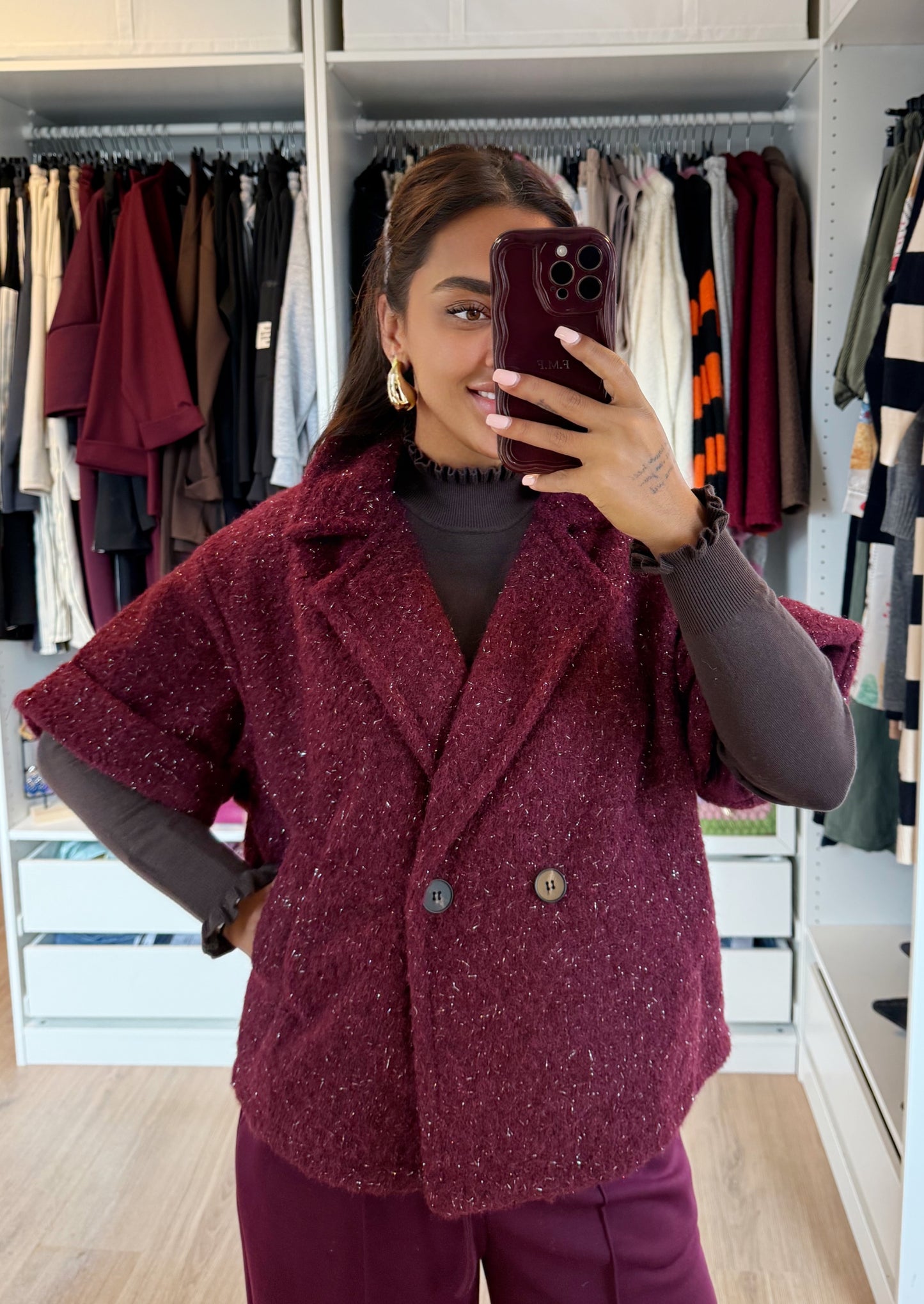 Nora soft glitter jacket bordeaux