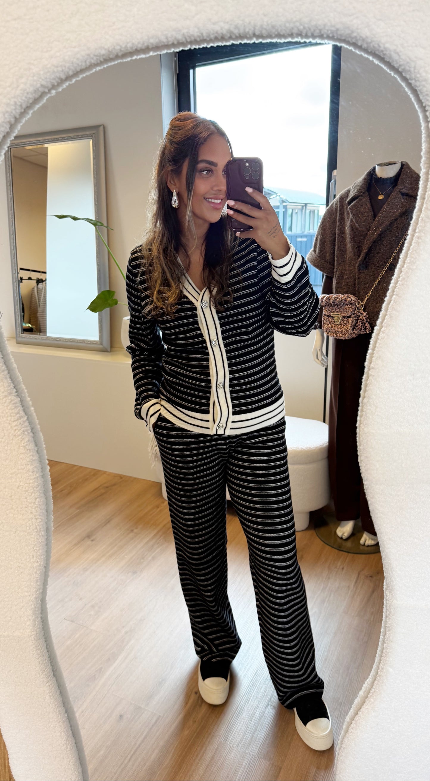 Chanelle luxe two-piece set black & white