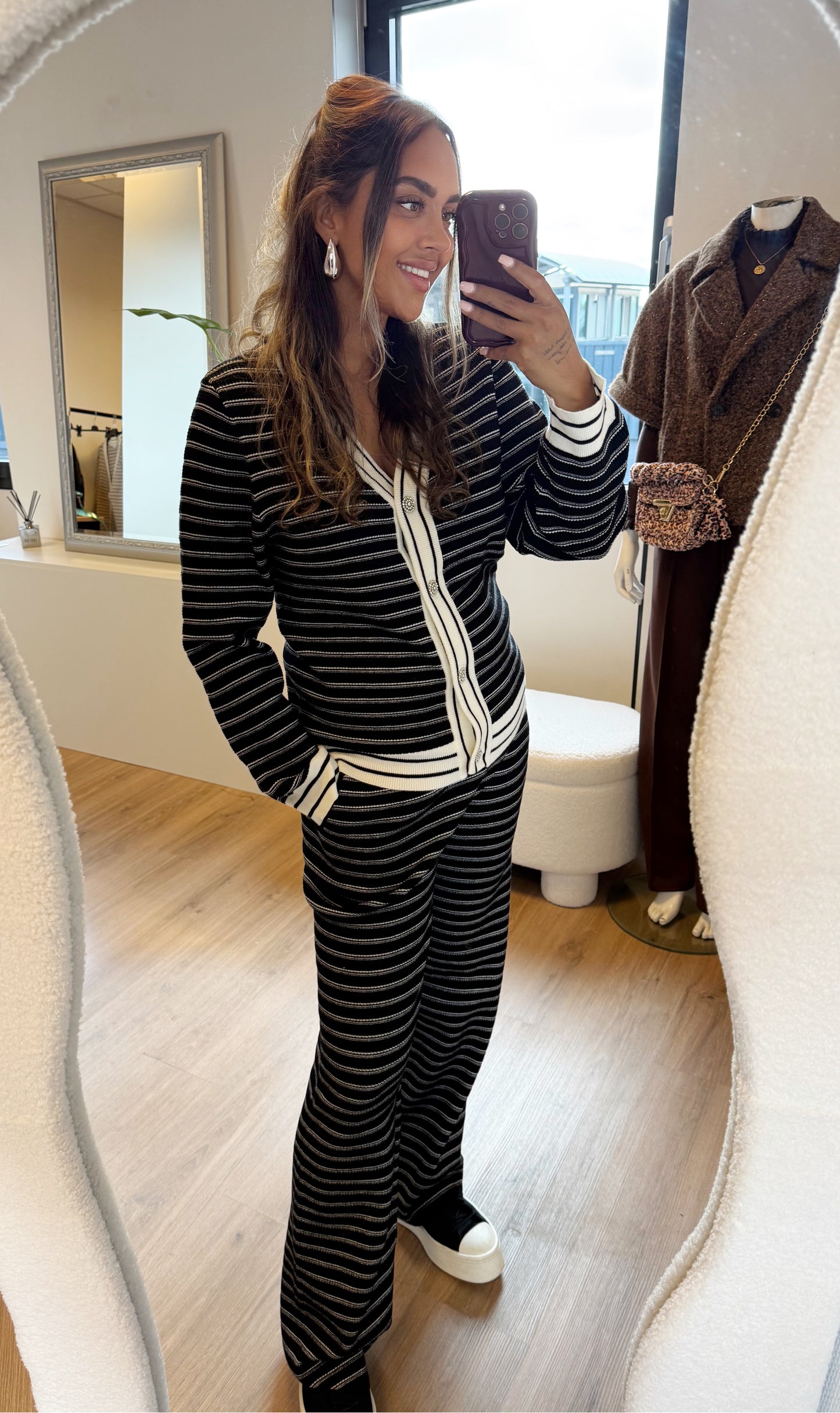 Chanelle luxe two-piece set black & white