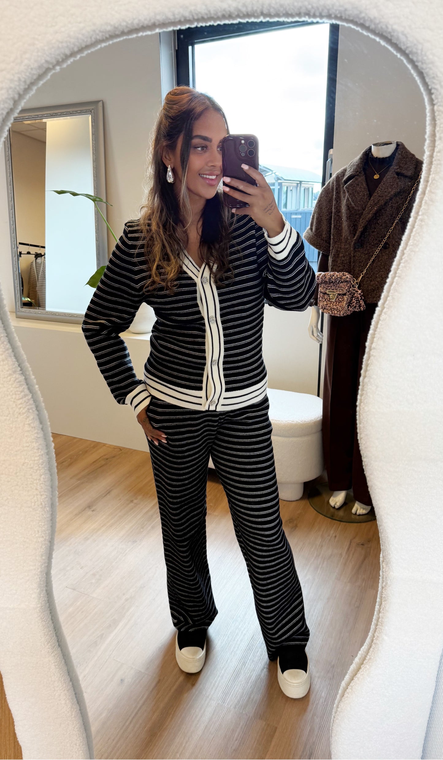 Chanelle luxe two-piece set black & white