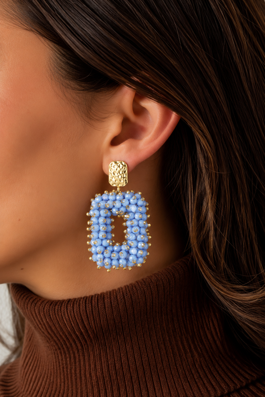 Glitter Nights Statement Earrings - Blue