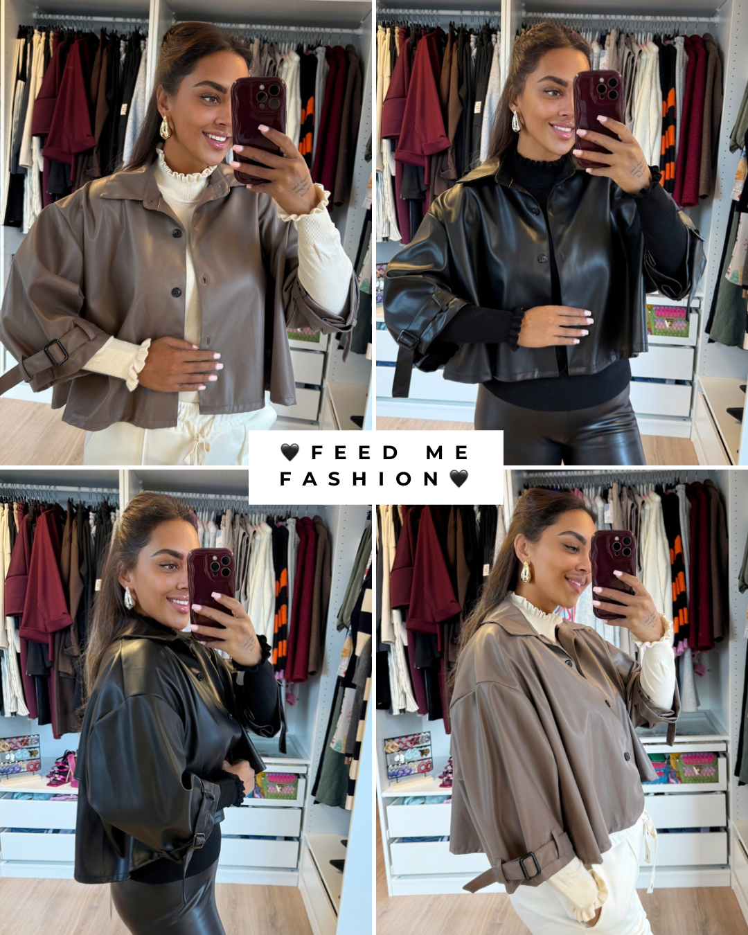 Loïse leatherlook trenchcoat taupe