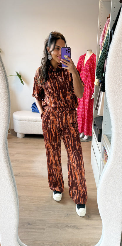 Amélie tweedelige set met print en strass