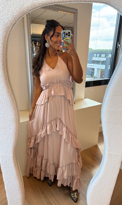 Ruffle halter jurk oudroze