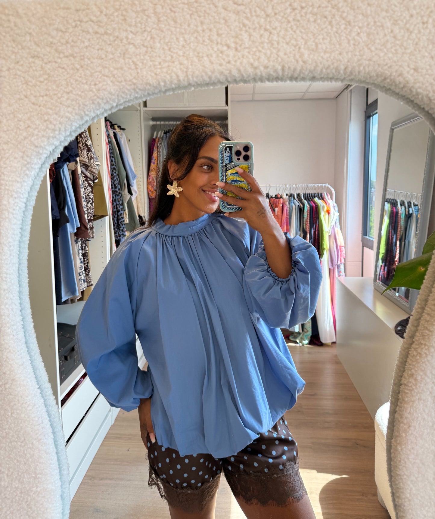 Ballon blouse blauw
