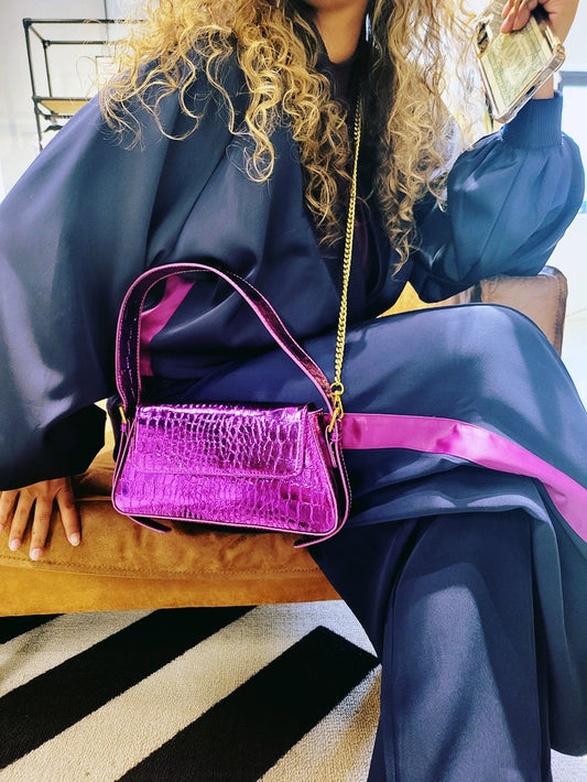 Macy metallic bag purple