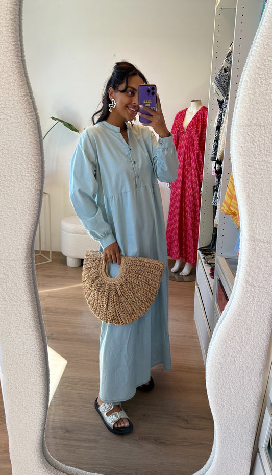 Maxi denim jurk lichtblauw