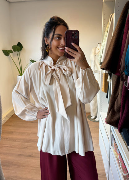 Strik blouse beige