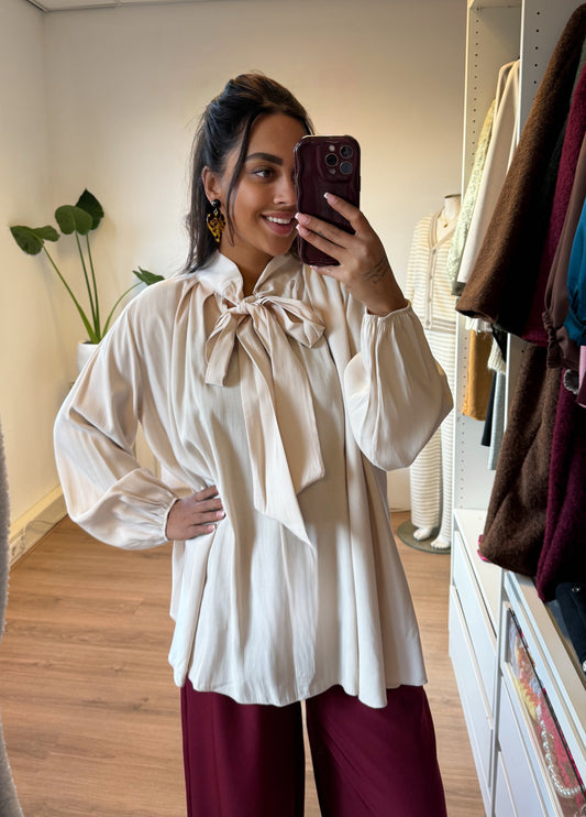 Strik blouse beige