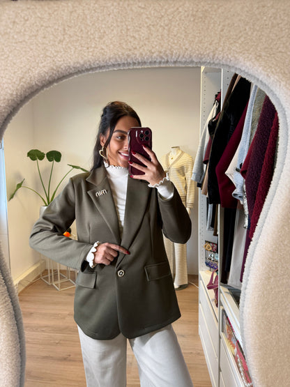 Bowie brooch blazer army