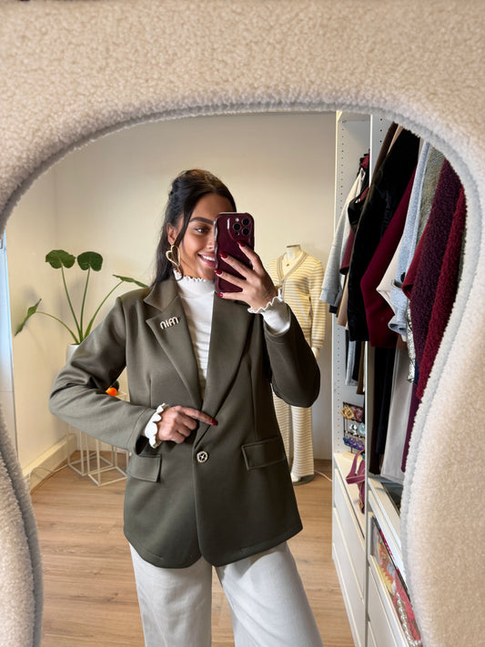Bowie brooch blazer army