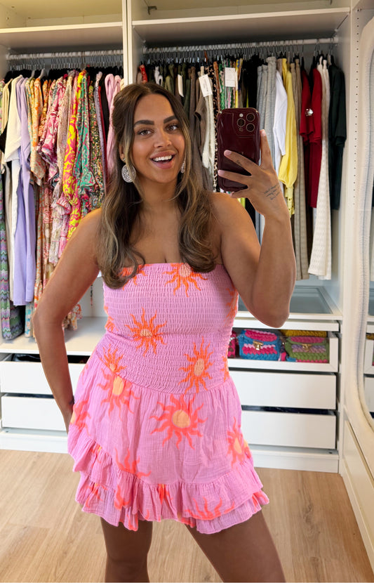 Sunny bandeau jumpsuit pink