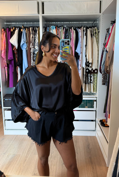 Denim short zwart