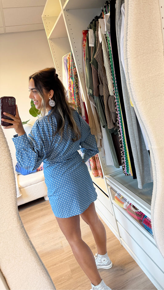 Denim star wrap dress