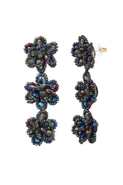 Blossom Statement Earrings - Dark blue