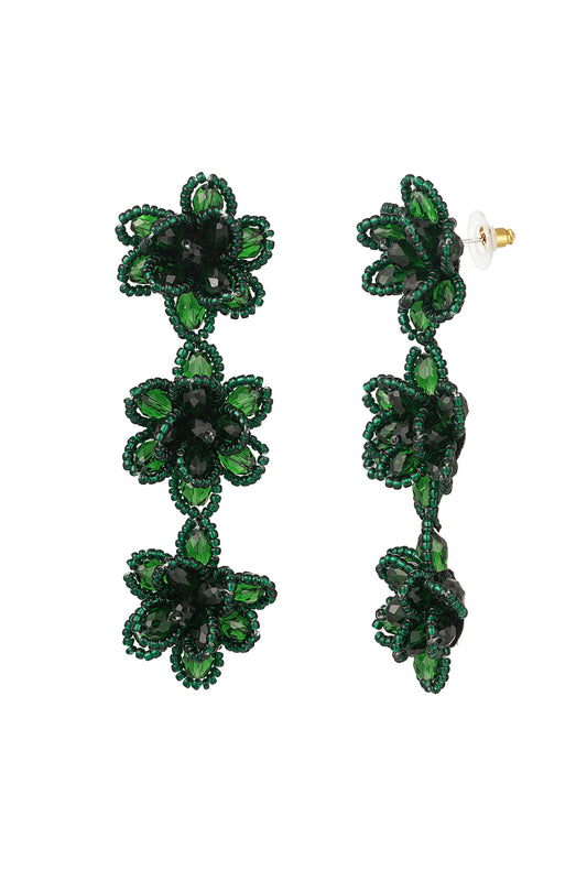 Blossom Statement Earrings - Green