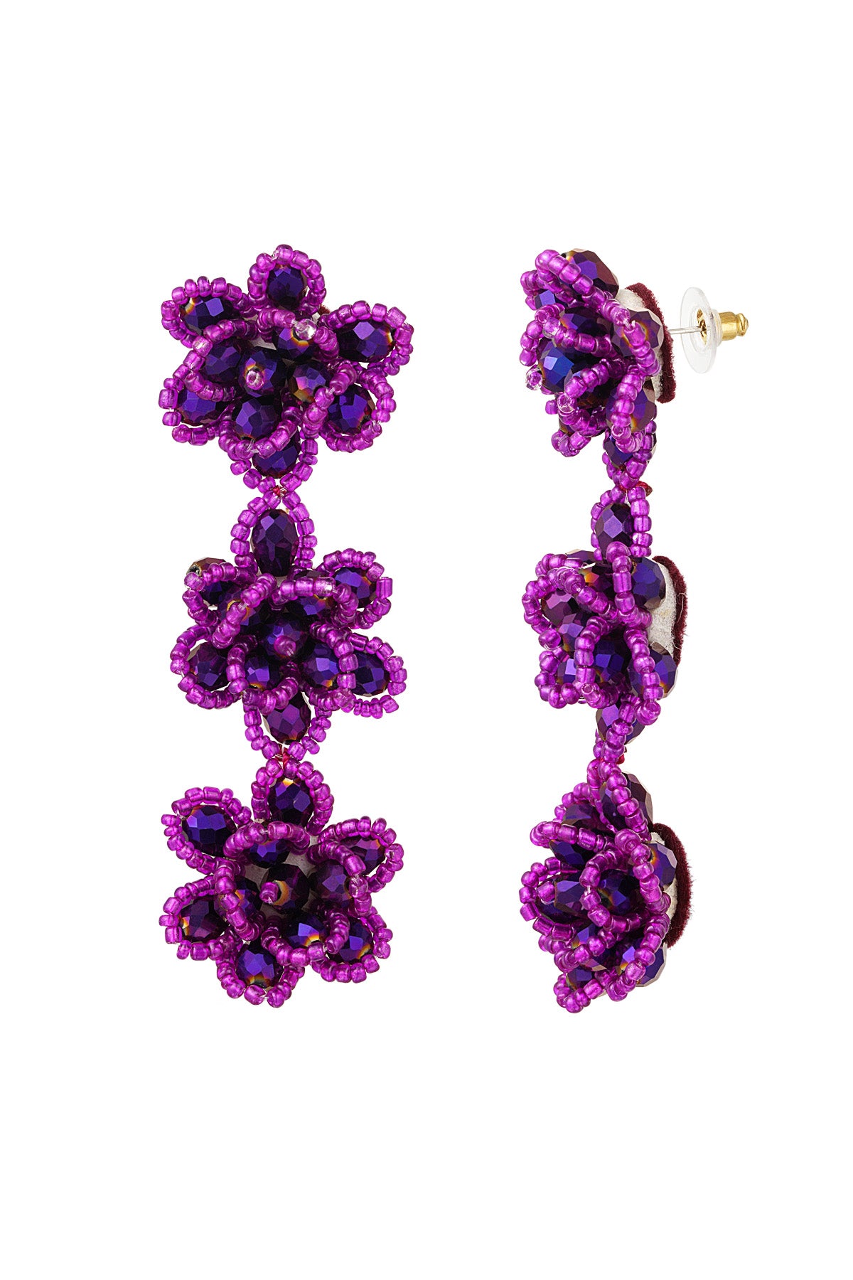 Blossom Statement Earrings - Purple