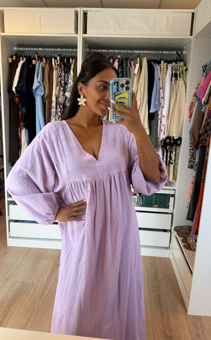 Mousseline maxi jurk lila