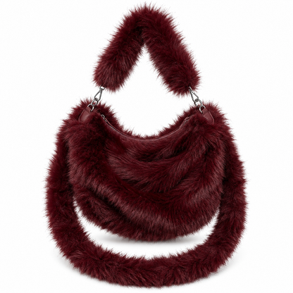 Faux fur schoudertas middelmaat bordeaux