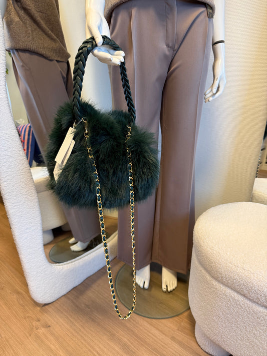 Faux fur tas rond model groen