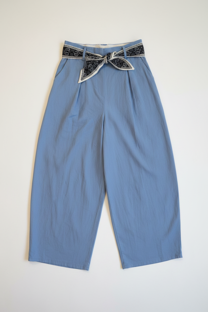Ballonbroek met sjaal ceintuur blauw