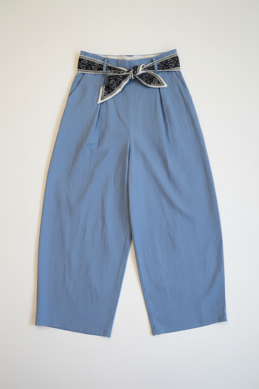 Ballonbroek met sjaal ceintuur blauw