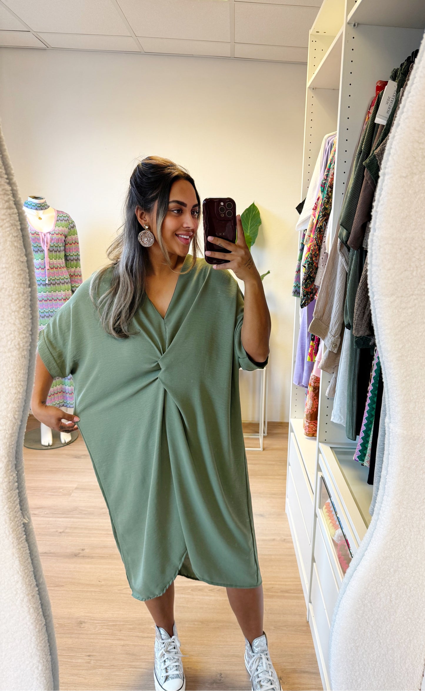 Kayla knot dress army