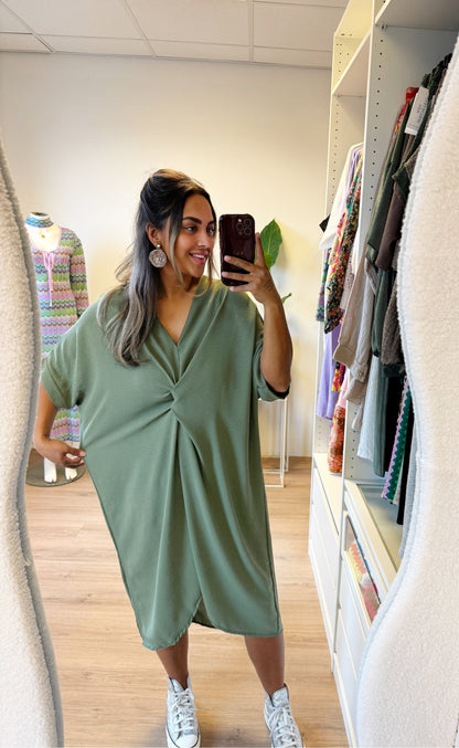 Kayla knot dress army