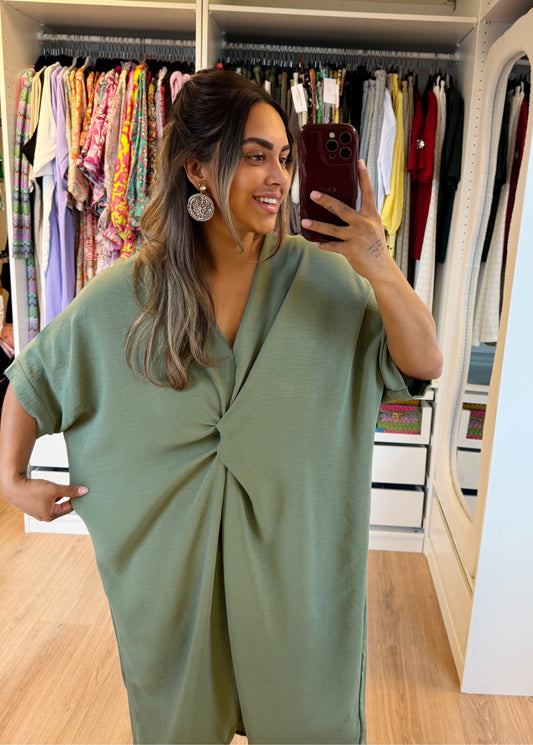 Kayla knot dress army