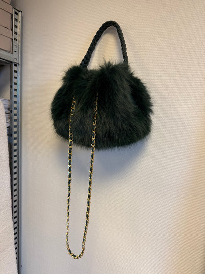Faux fur tas rond model groen