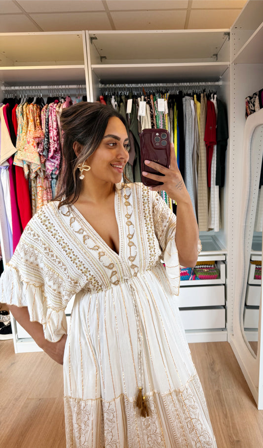 Inaya boho maxi dress offwhite