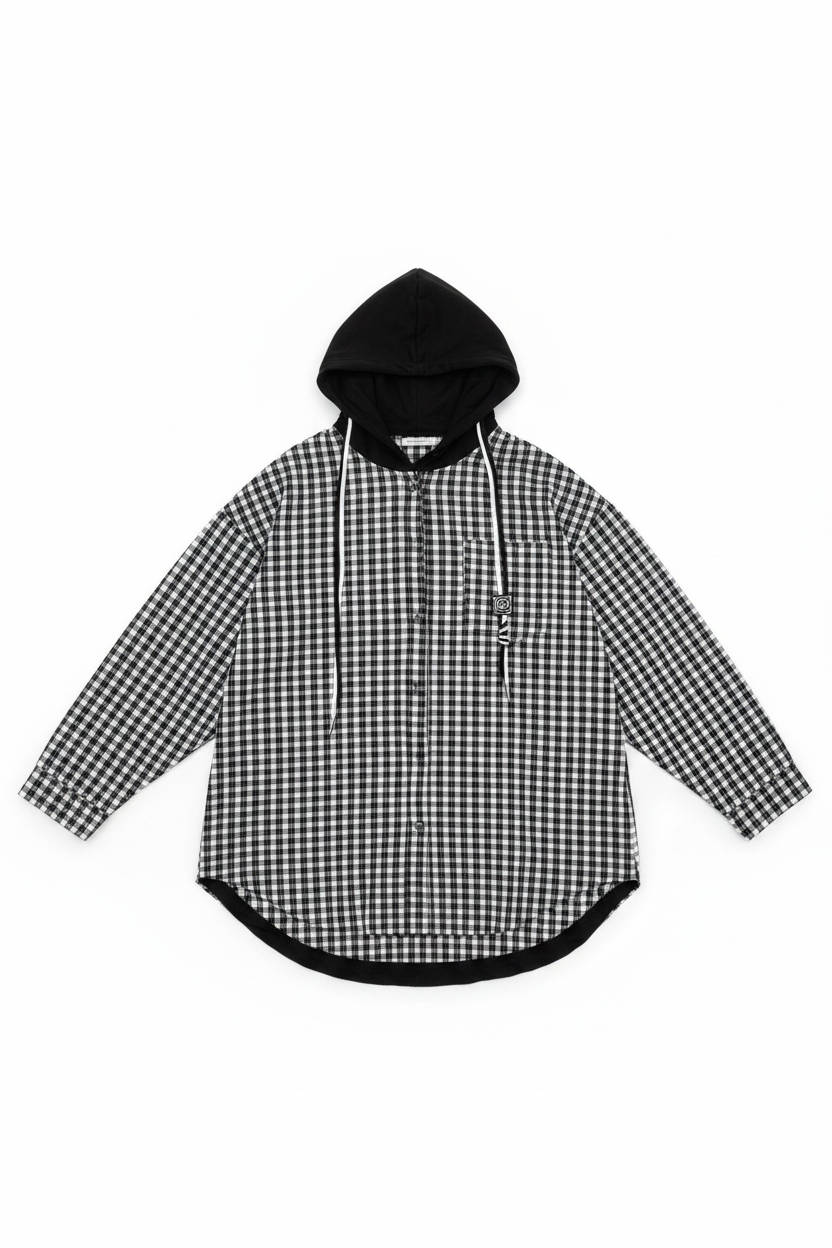Checkered sequin blouse/jacket black & white