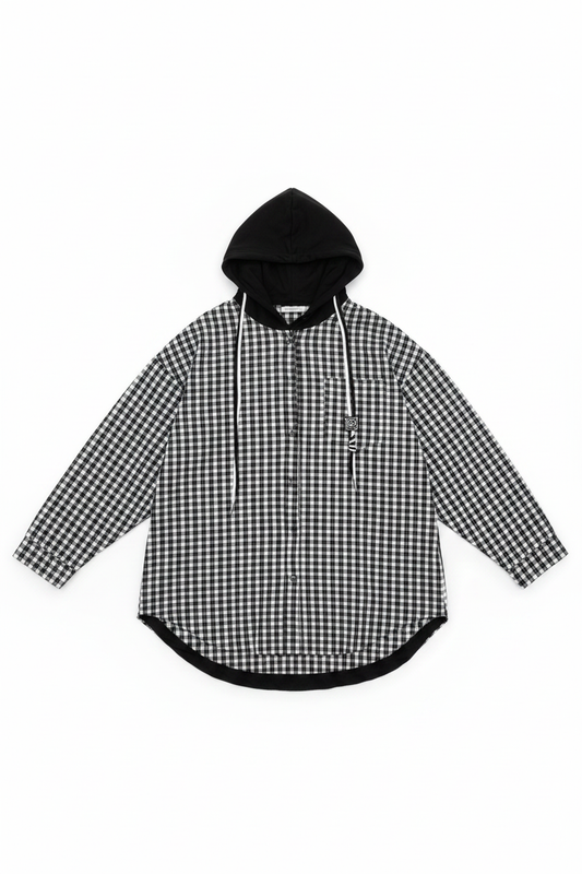Checkered sequin blouse/jacket black & white