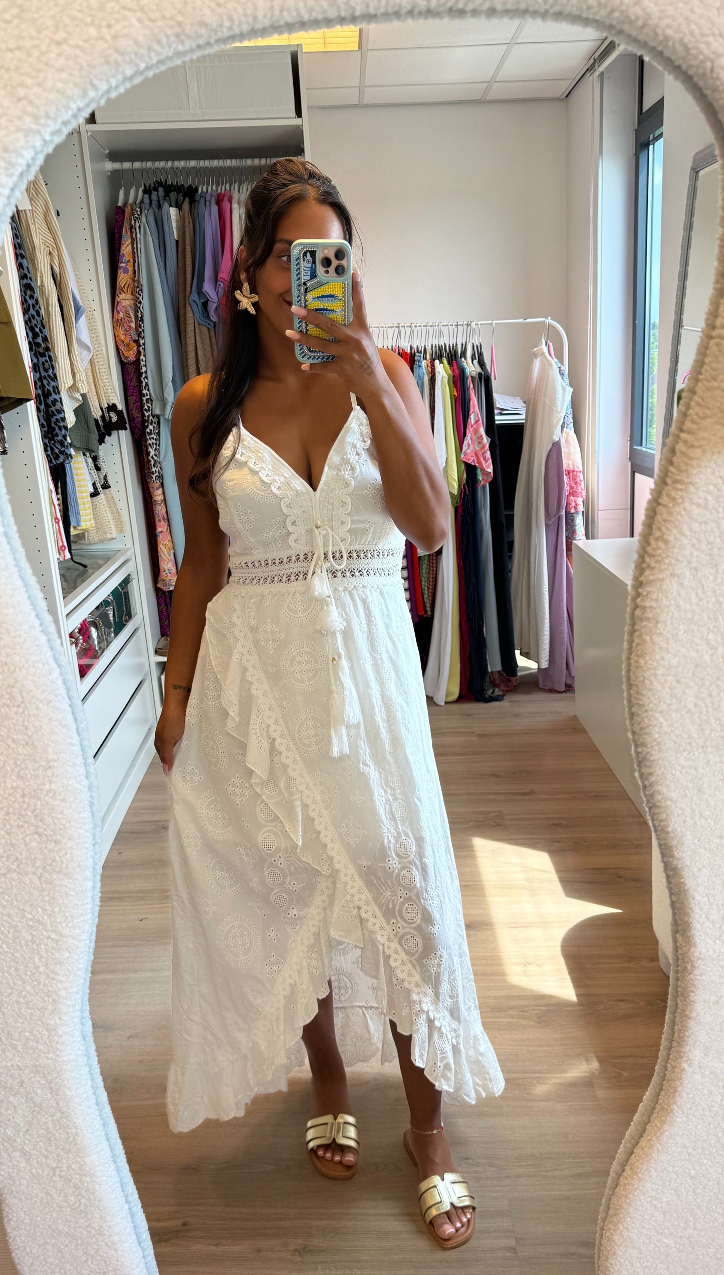 Boho kanten maxi jurk wit