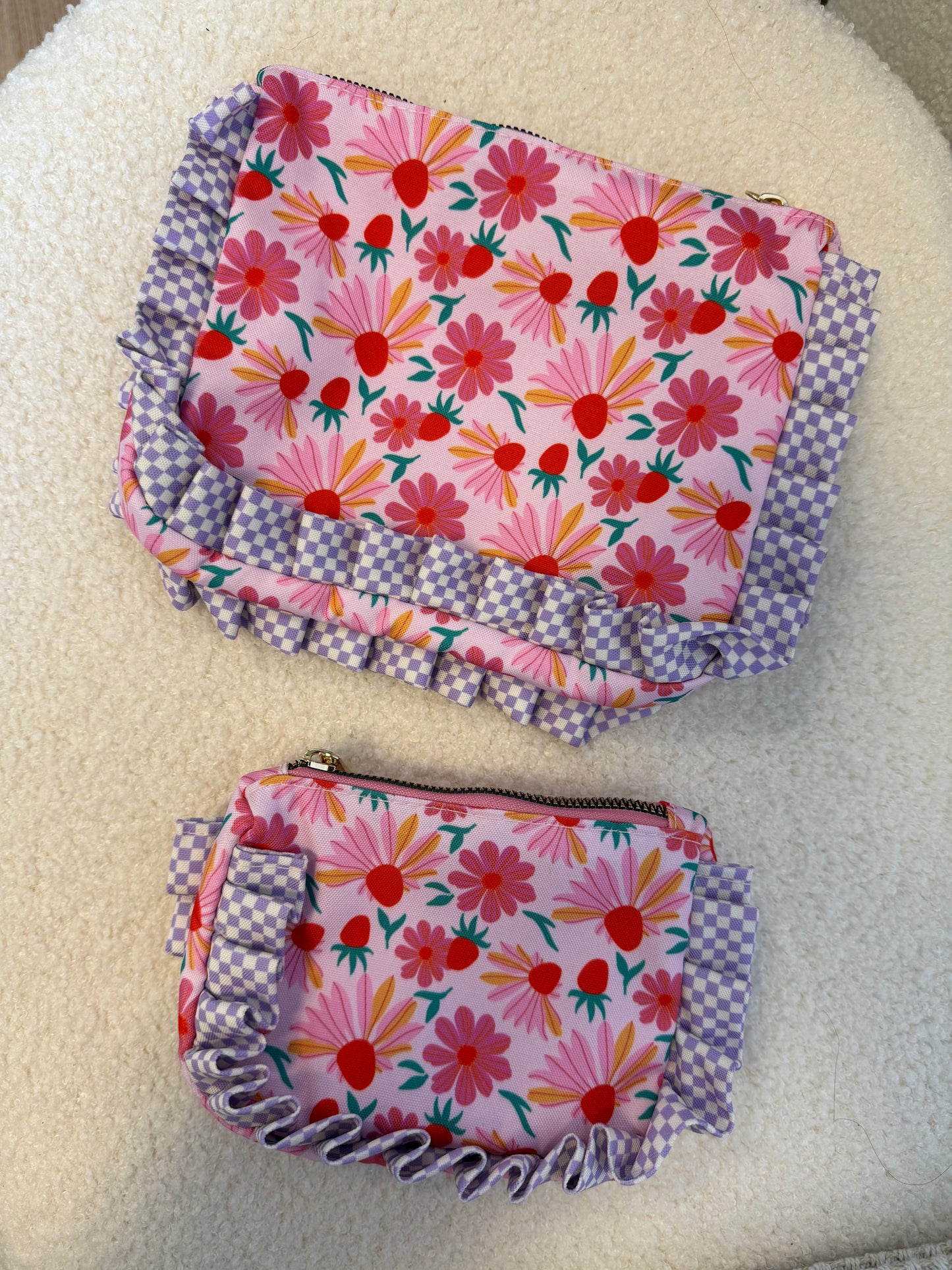Make-up tas / portemonnee bloemenprint klein of groot